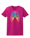 Rainbow Skeleton Ribcage with Heart Womens Dark T-Shirt-TooLoud-Hot-Pink-Small-Davson Sales