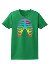 Rainbow Skeleton Ribcage with Heart Womens Dark T-Shirt-TooLoud-Kelly-Green-X-Small-Davson Sales