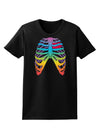 Rainbow Skeleton Ribcage with Heart Womens Dark T-Shirt-TooLoud-Black-X-Small-Davson Sales