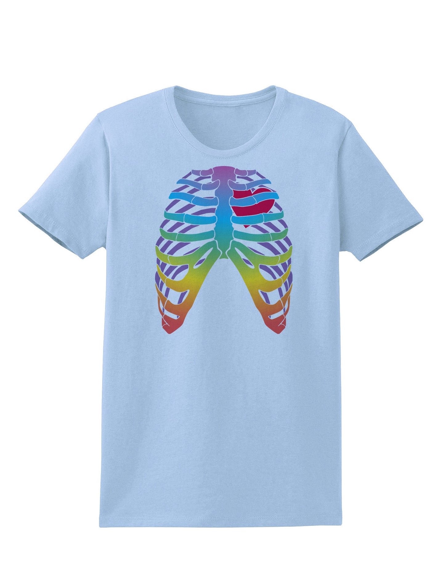 Rainbow Skeleton Ribcage with Heart Womens T-Shirt-Womens T-Shirt-TooLoud-Light-Blue-X-Small-Davson Sales
