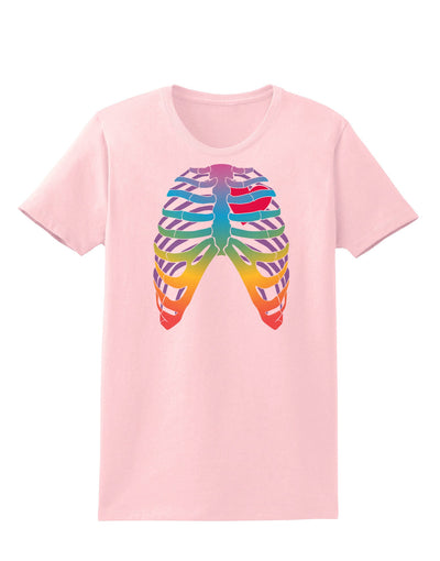 Rainbow Skeleton Ribcage with Heart Womens T-Shirt-Womens T-Shirt-TooLoud-PalePink-X-Small-Davson Sales