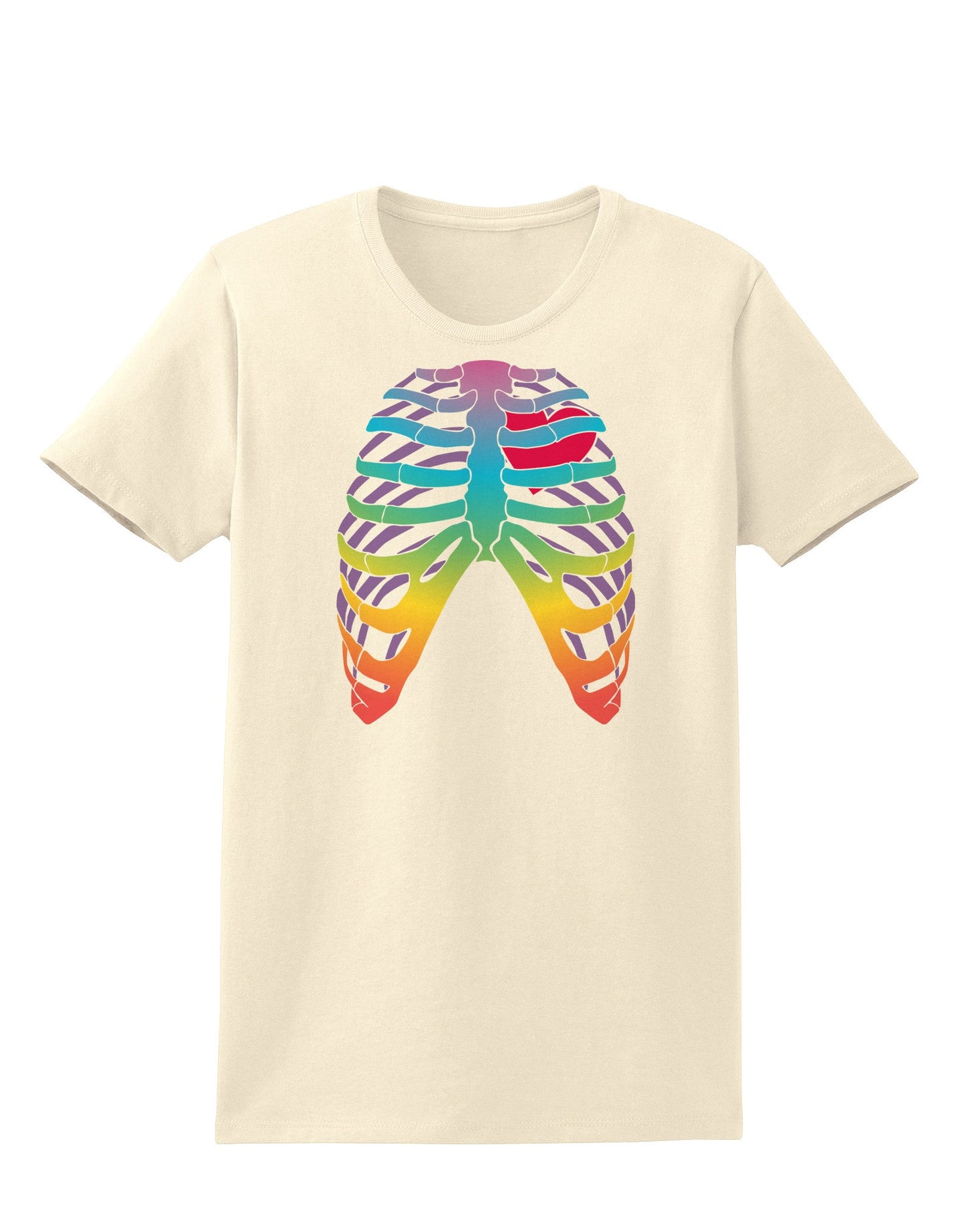 Rainbow Skeleton Ribcage with Heart Womens T-Shirt-Womens T-Shirt-TooLoud-Natural-X-Small-Davson Sales
