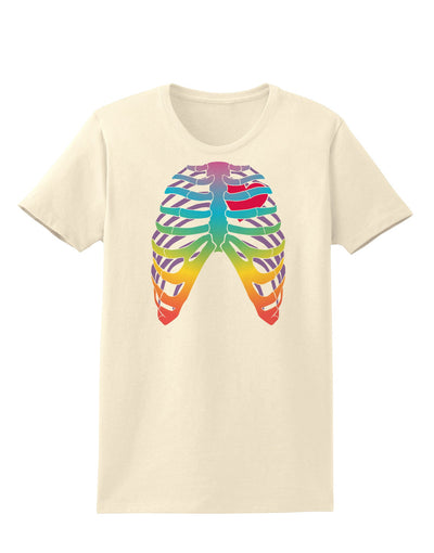 Rainbow Skeleton Ribcage with Heart Womens T-Shirt-Womens T-Shirt-TooLoud-Natural-X-Small-Davson Sales