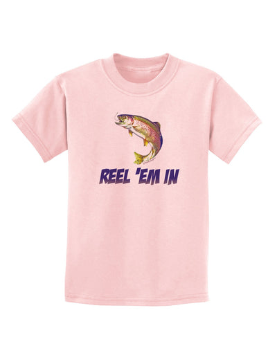 Rainbow Trout Reel Em In Childrens T-Shirt-Childrens T-Shirt-TooLoud-PalePink-X-Small-Davson Sales