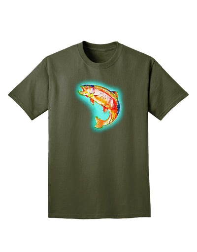 Rainbow Trout WaterColor Adult Dark T-Shirt-Mens T-Shirt-TooLoud-Military-Green-Small-Davson Sales