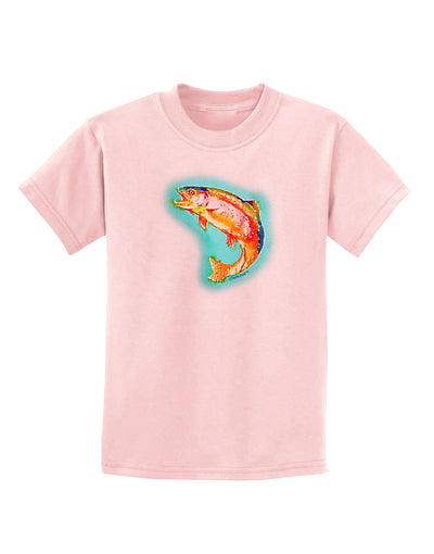 Rainbow Trout WaterColor Childrens T-Shirt-Childrens T-Shirt-TooLoud-PalePink-X-Small-Davson Sales