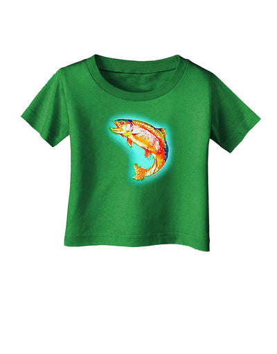 Rainbow Trout WaterColor Infant T-Shirt Dark-Infant T-Shirt-TooLoud-Clover-Green-06-Months-Davson Sales