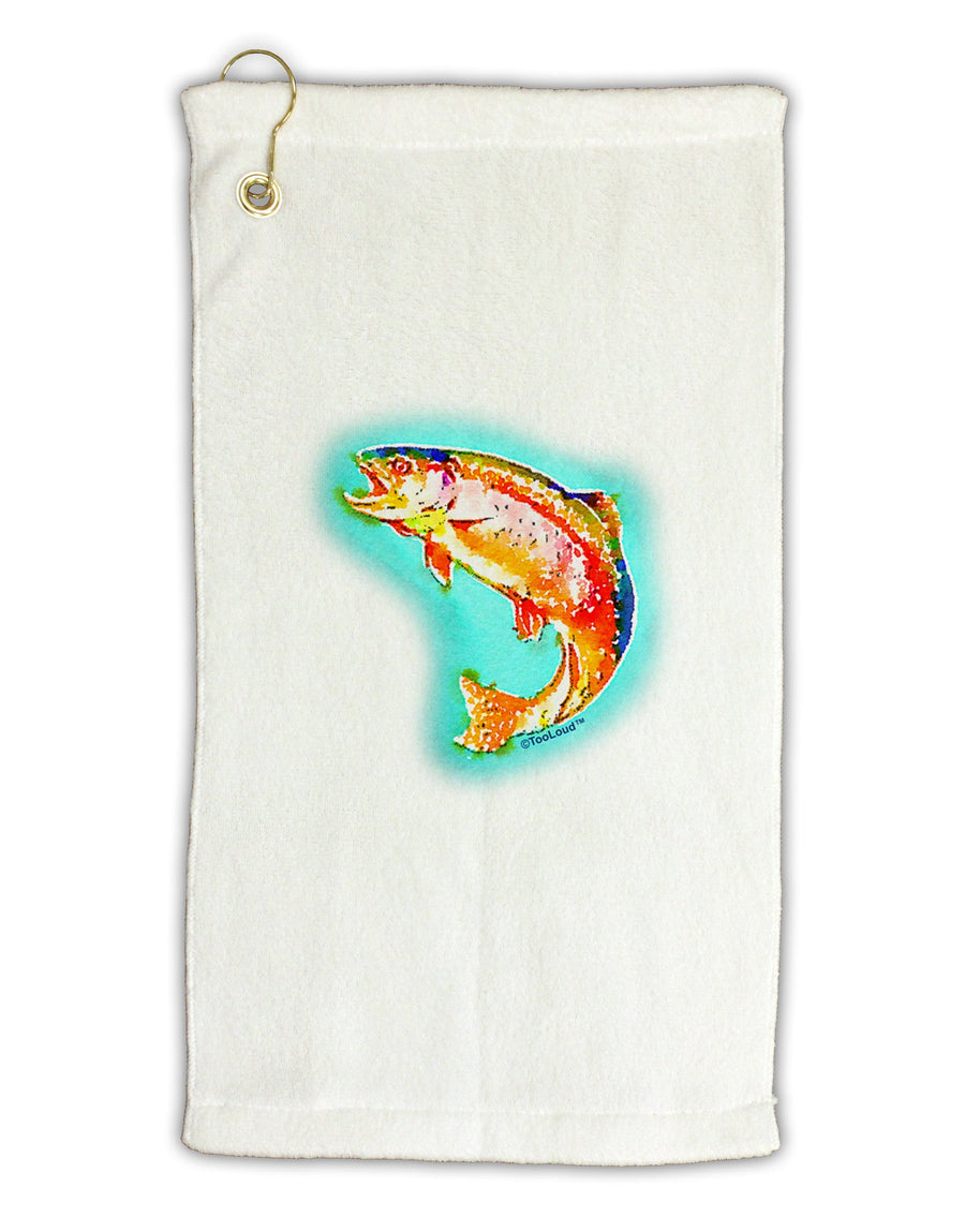 Rainbow Trout WaterColor Micro Terry Gromet Golf Towel 16 x 25 inch-Golf Towel-TooLoud-White-Davson Sales