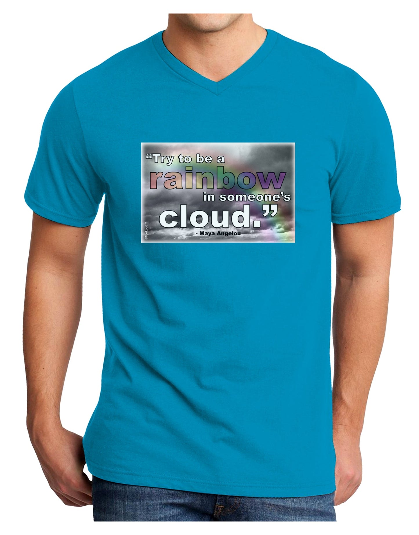 Rainbow in Cloud M Angelou Adult Dark V-Neck T-Shirt by TooLoud-Mens V-Neck T-Shirt-TooLoud-Turquoise-Small-Davson Sales