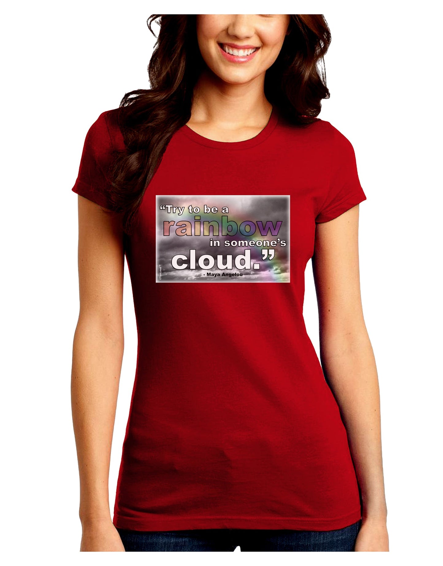 Rainbow in Cloud M Angelou Juniors Petite Crew Dark T-Shirt by TooLoud-T-Shirts Juniors Tops-TooLoud-Red-Juniors Fitted Small-Davson Sales