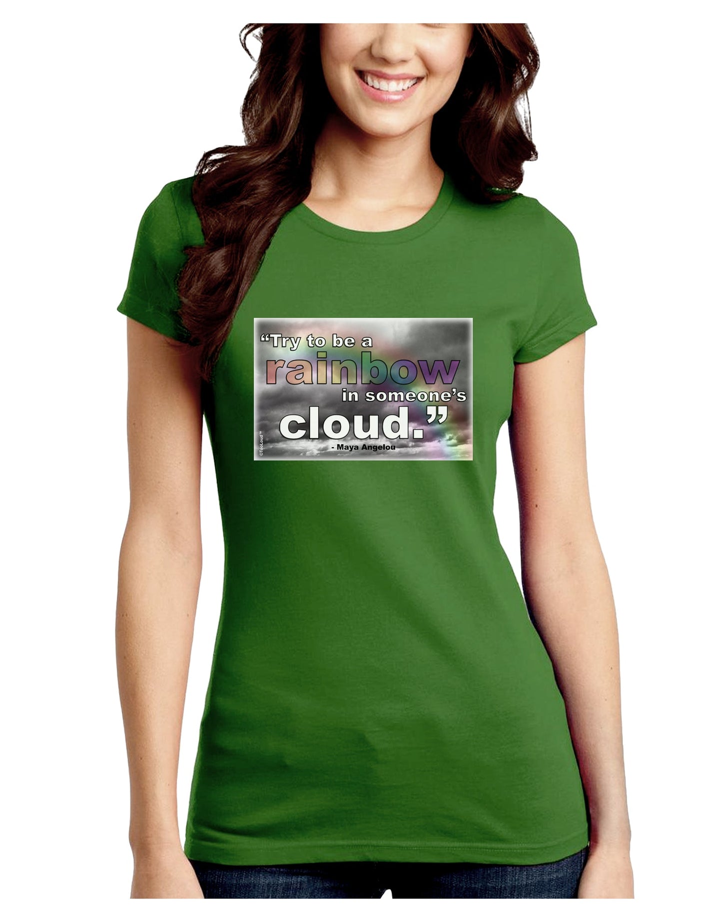 Rainbow in Cloud M Angelou Juniors Petite Crew Dark T-Shirt by TooLoud-T-Shirts Juniors Tops-TooLoud-Kiwi-Green-Juniors Fitted X-Small-Davson Sales