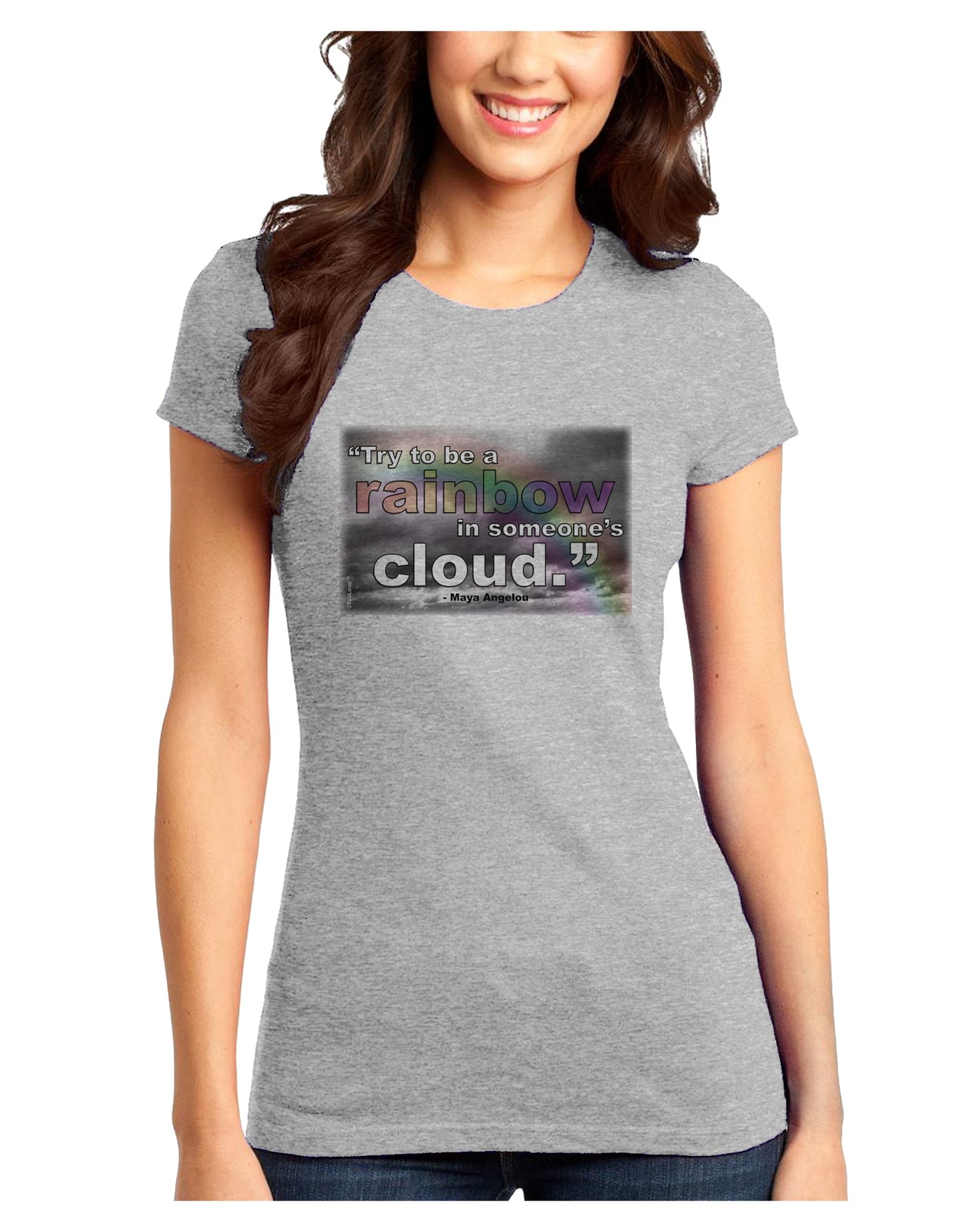 Rainbow in Cloud M Angelou Juniors Petite T-Shirt by TooLoud-T-Shirts Juniors Tops-TooLoud-Ash-Gray-Juniors Fitted X-Small-Davson Sales