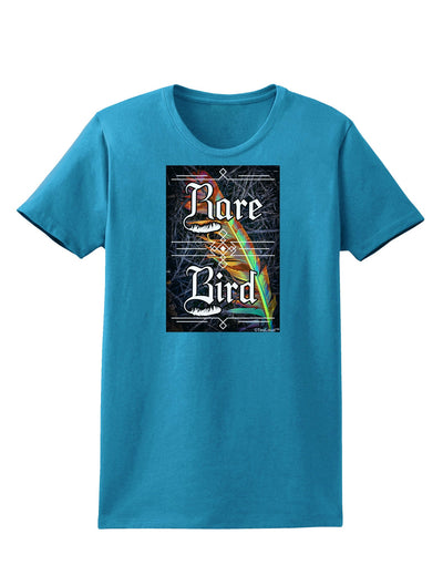 Rare Bird - Colorful Feather Womens Dark T-Shirt-TooLoud-Turquoise-X-Small-Davson Sales