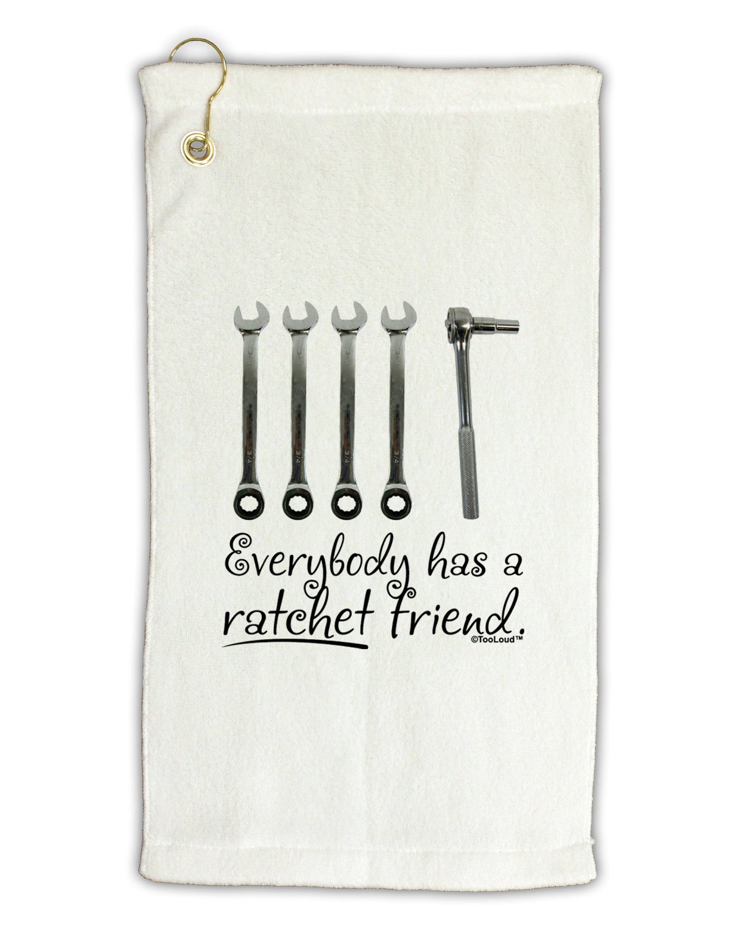 Ratchet Friend Micro Terry Gromet Golf Towel 11"x19-Golf Towel-TooLoud-White-Davson Sales