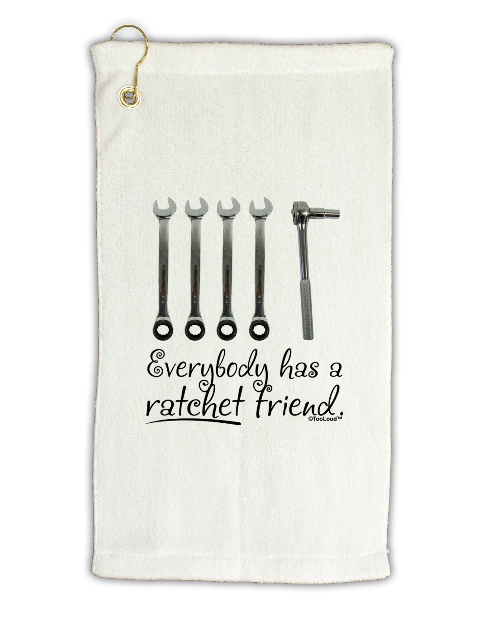 Ratchet Friend Micro Terry Gromet Golf Towel 11"x19-Golf Towel-TooLoud-White-Davson Sales