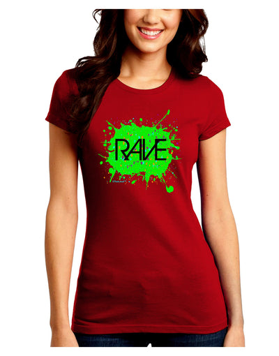 Rave Splatter Green Juniors Crew Dark T-Shirt-T-Shirts Juniors Tops-TooLoud-Red-Juniors Fitted Small-Davson Sales