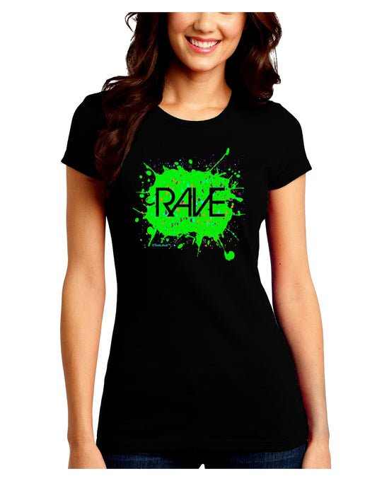 Rave Splatter Green Juniors Crew Dark T-Shirt-T-Shirts Juniors Tops-TooLoud-Black-Juniors Fitted Small-Davson Sales