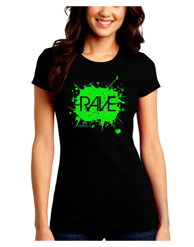 Rave Splatter Green Juniors Crew Dark T-Shirt-T-Shirts Juniors Tops-TooLoud-Black-Juniors Fitted Small-Davson Sales