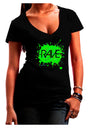 Rave Splatter Green Juniors V-Neck Dark T-Shirt-Womens V-Neck T-Shirts-TooLoud-Black-Juniors Fitted Small-Davson Sales