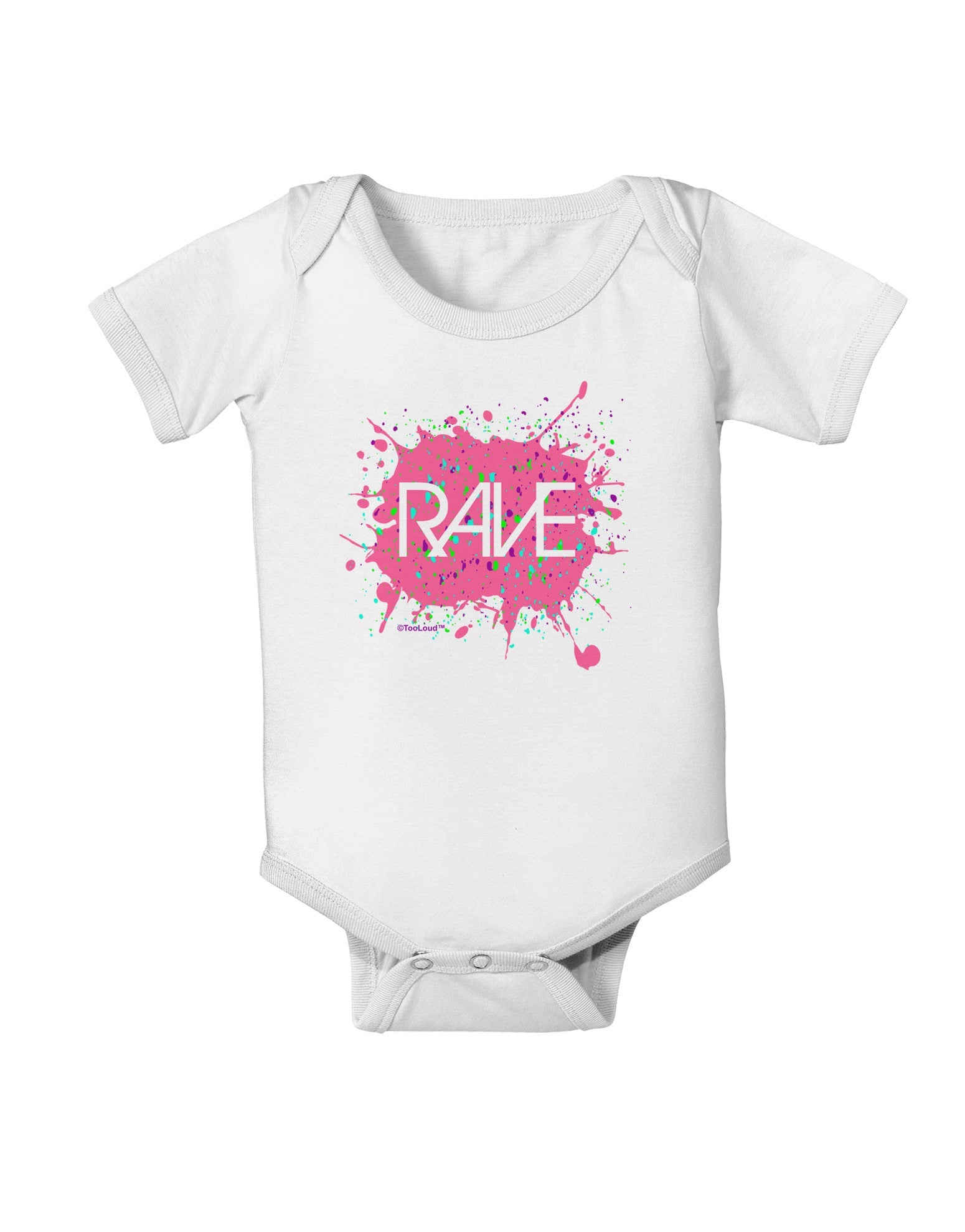 Rave Splatter Pink Baby Romper Bodysuit-Baby Romper-TooLoud-White-06-Months-Davson Sales