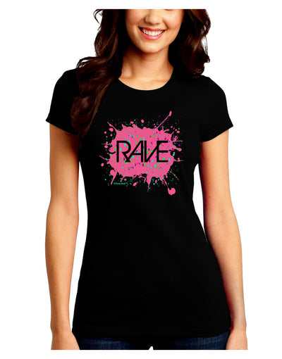 Rave Splatter Pink Juniors Crew Dark T-Shirt-T-Shirts Juniors Tops-TooLoud-Black-Juniors Fitted Small-Davson Sales