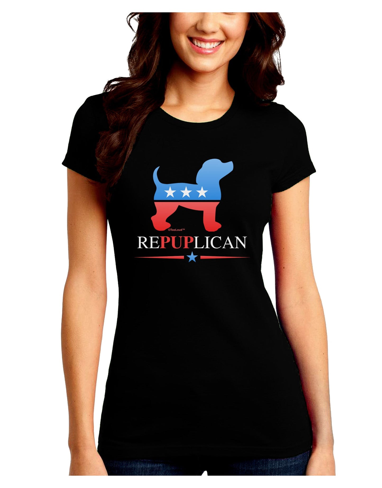 RePUPlican Juniors Petite Crew Dark T-Shirt-T-Shirts Juniors Tops-TooLoud-Black-Juniors Fitted Small-Davson Sales