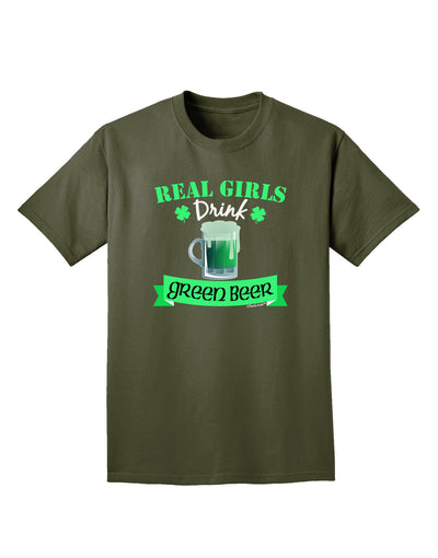 Real Girls Drink Green Beer Adult Dark T-Shirt-Mens T-Shirt-TooLoud-Military-Green-Small-Davson Sales