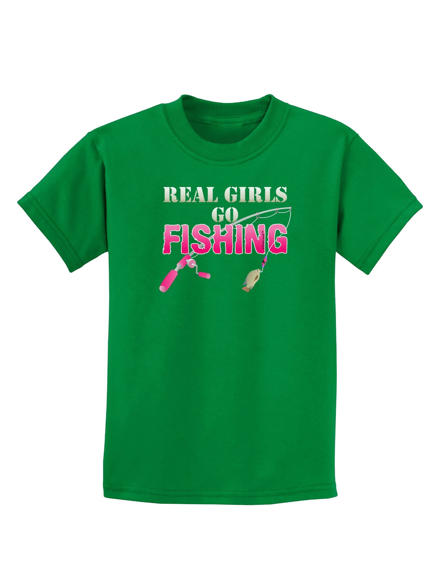 Real Girls Go Fishing Childrens Dark T-Shirt-Childrens T-Shirt-TooLoud-Kelly-Green-X-Small-Davson Sales