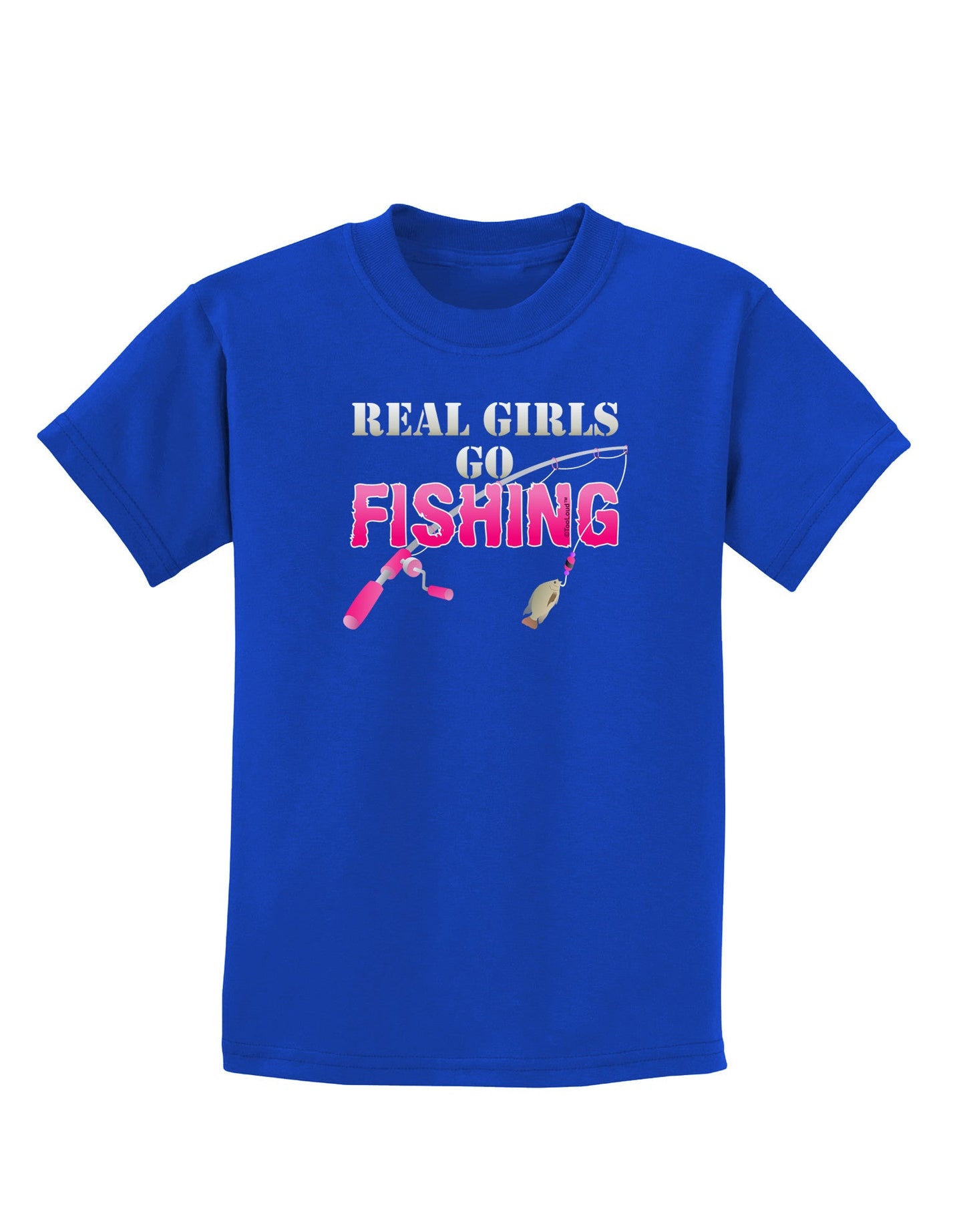 Real Girls Go Fishing Childrens Dark T-Shirt-Childrens T-Shirt-TooLoud-Royal-Blue-X-Small-Davson Sales