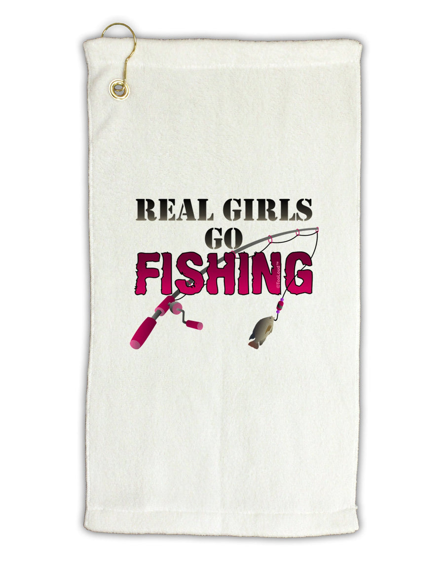 Real Girls Go Fishing Micro Terry Gromet Golf Towel 16 x 25 inch-Golf Towel-TooLoud-White-Davson Sales