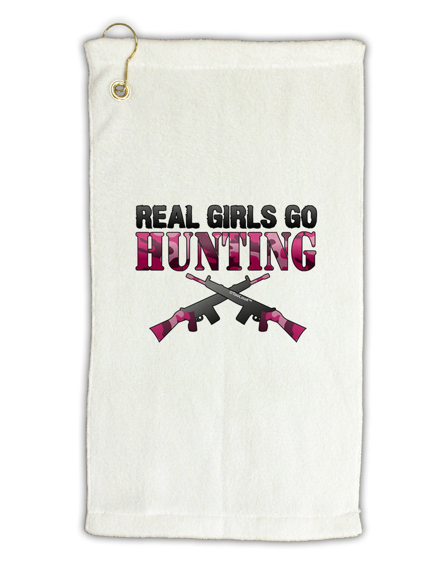 Real Girls Go Hunting Micro Terry Gromet Golf Towel 16 x 25 inch-Golf Towel-TooLoud-White-Davson Sales