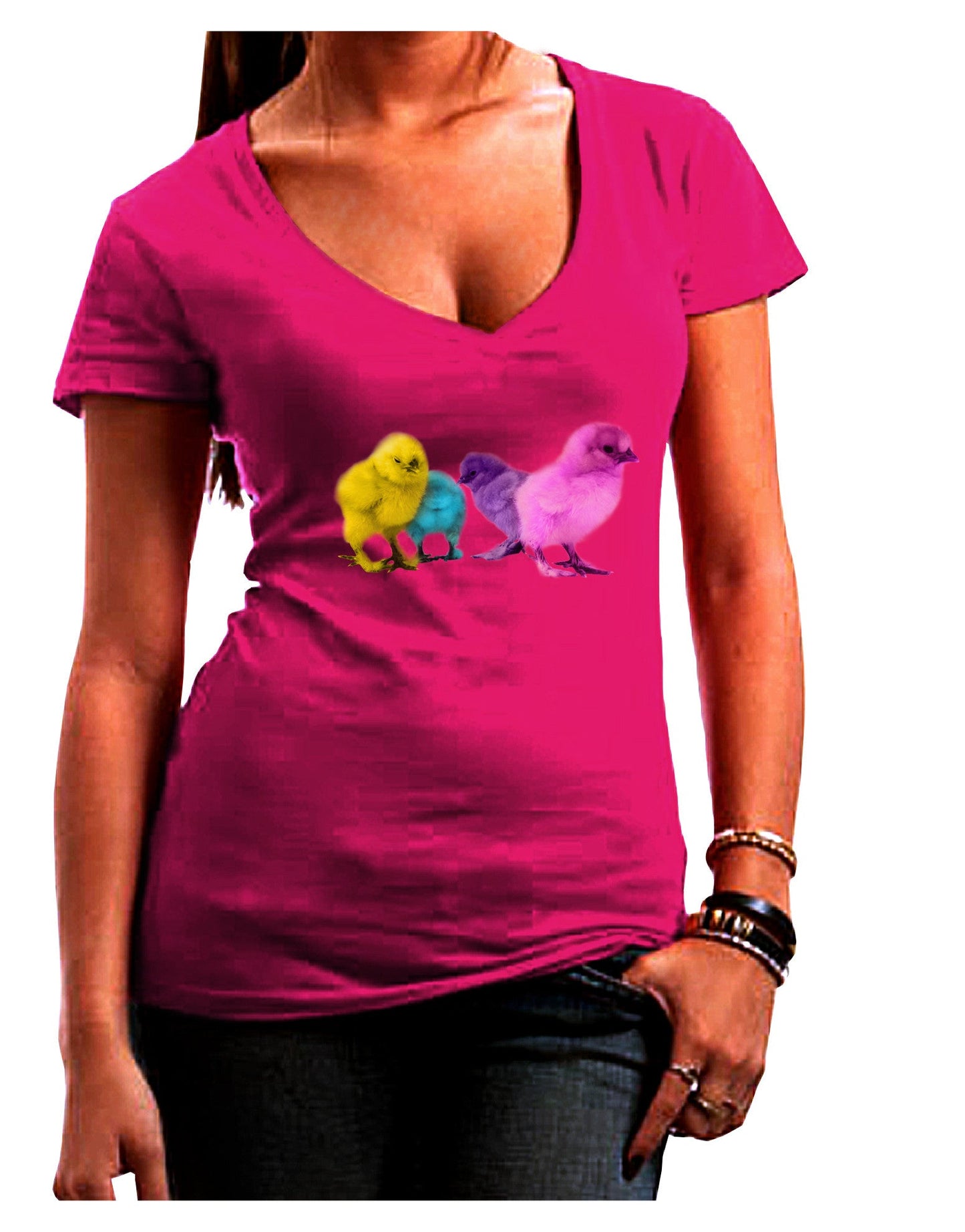 Real Life Peepers Womens V-Neck Dark T-Shirt-Womens V-Neck T-Shirts-TooLoud-Hot-Pink-Juniors Fitted Small-Davson Sales