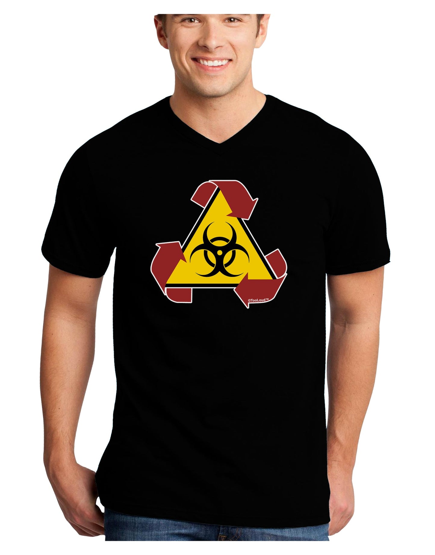 Recycle Biohazard Sign Adult Dark V-Neck T-Shirt by TooLoud-Mens V-Neck T-Shirt-TooLoud-Black-Small-Davson Sales