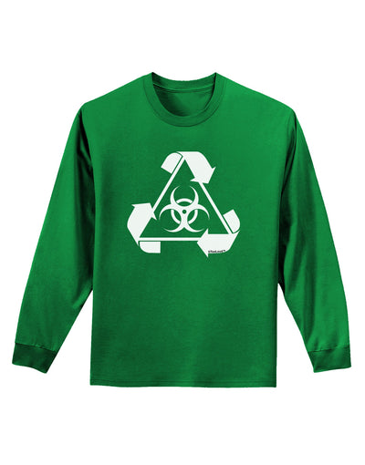 Recycle Biohazard Sign Black and White Adult Long Sleeve Dark T-Shirt by TooLoud-TooLoud-Kelly-Green-Small-Davson Sales