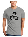 Recycle Biohazard Sign Black and White Adult V-Neck T-shirt by TooLoud