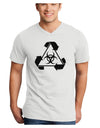 Recycle Biohazard Sign Black and White Adult V-Neck T-shirt by TooLoud