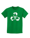 Recycle Biohazard Sign Black and White Childrens Dark T-Shirt by TooLoud-Childrens T-Shirt-TooLoud-Kelly-Green-X-Small-Davson Sales