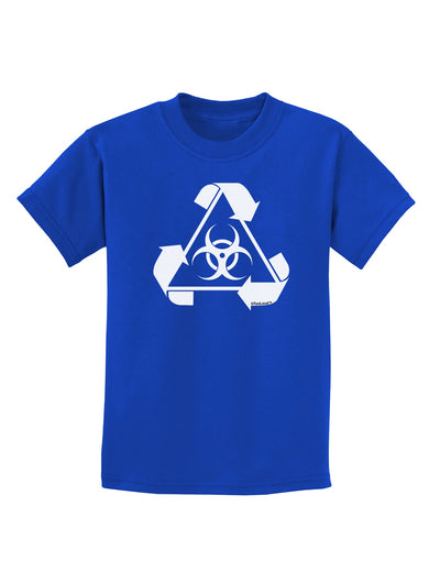 Recycle Biohazard Sign Black and White Childrens Dark T-Shirt by TooLoud-Childrens T-Shirt-TooLoud-Royal-Blue-X-Small-Davson Sales