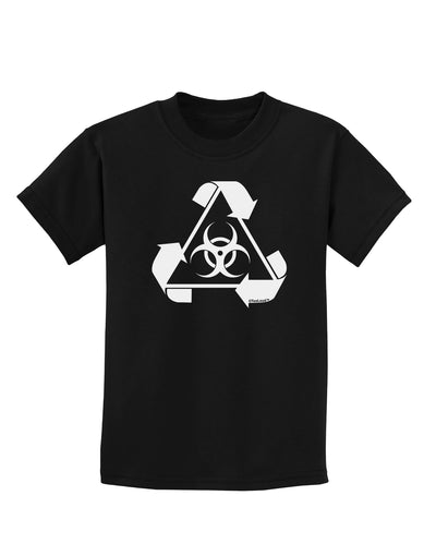 Recycle Biohazard Sign Black and White Childrens Dark T-Shirt by TooLoud-Childrens T-Shirt-TooLoud-Black-X-Small-Davson Sales