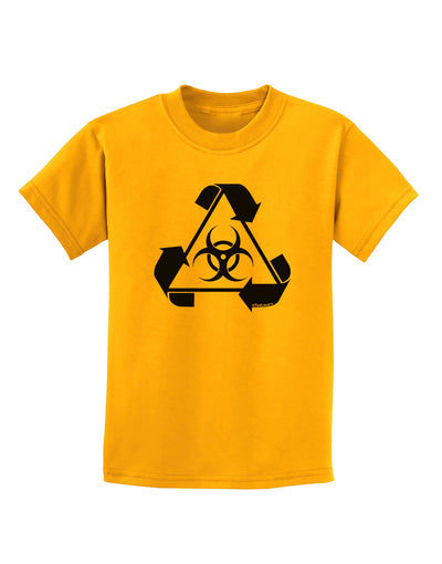 Recycle Biohazard Sign Black and White Childrens T-Shirt by TooLoud-Childrens T-Shirt-TooLoud-Gold-X-Small-Davson Sales