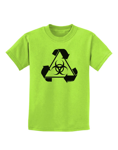 Recycle Biohazard Sign Black and White Childrens T-Shirt by TooLoud-Childrens T-Shirt-TooLoud-Lime-Green-X-Small-Davson Sales