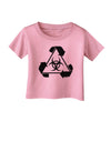 Recycle Biohazard Sign Black and White Infant T-Shirt by TooLoud-Infant T-Shirt-TooLoud-Candy-Pink-06-Months-Davson Sales