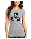 Recycle Biohazard Sign Black and White Juniors T-Shirt by TooLoud-Womens Juniors T-Shirt-TooLoud-Ash-Gray-Juniors Fitted X-Small-Davson Sales