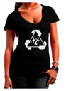 Recycle Biohazard Sign Black and White Juniors V-Neck Dark T-Shirt by TooLoud-Womens V-Neck T-Shirts-TooLoud-Black-Juniors Fitted Small-Davson Sales