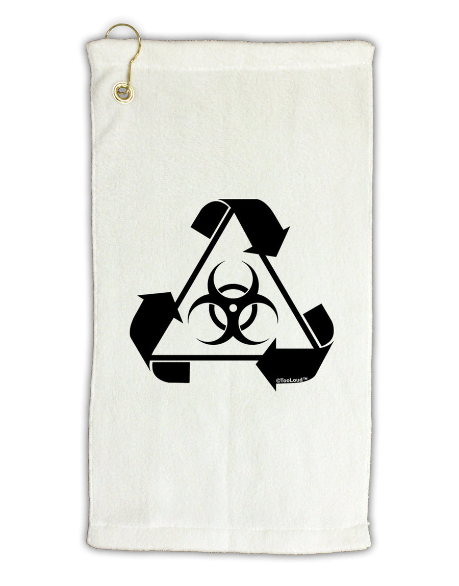 Recycle Biohazard Sign Black and White Micro Terry Gromet Golf Towel 16 x 25 inch by TooLoud-Golf Towel-TooLoud-White-Davson Sales