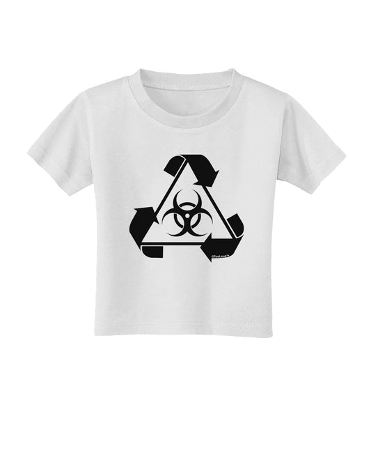 Recycle Biohazard Sign Black and White Toddler T-Shirt by TooLoud-Toddler T-Shirt-TooLoud-White-2T-Davson Sales