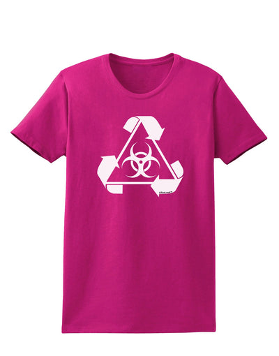 Recycle Biohazard Sign Black and White Womens Dark T-Shirt by TooLoud-Womens T-Shirt-TooLoud-Hot-Pink-Small-Davson Sales