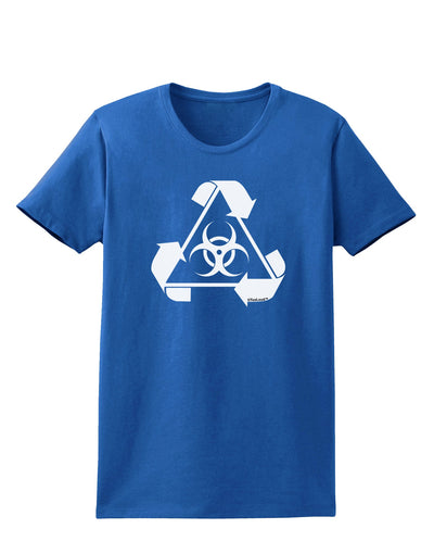 Recycle Biohazard Sign Black and White Womens Dark T-Shirt by TooLoud-Womens T-Shirt-TooLoud-Royal-Blue-X-Small-Davson Sales