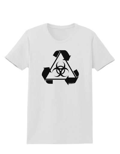 Recycle Biohazard Sign Black and White Womens T-Shirt by TooLoud-Womens T-Shirt-TooLoud-White-X-Small-Davson Sales