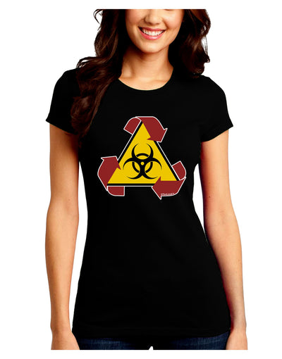 Recycle Biohazard Sign Juniors Crew Dark T-Shirt by TooLoud-T-Shirts Juniors Tops-TooLoud-Black-Juniors Fitted Small-Davson Sales